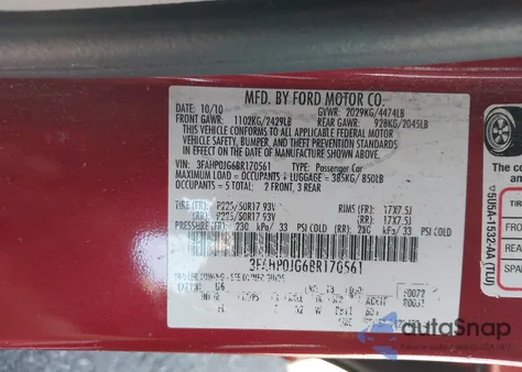 2011 Ford Fusion Sel z USA, uszkodzony, nr VIN 3FAHP0JG6BR170561